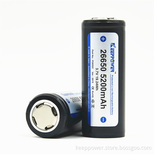 P2652C KeepPower high capacity protected 26650 li-ion battery 5200mah